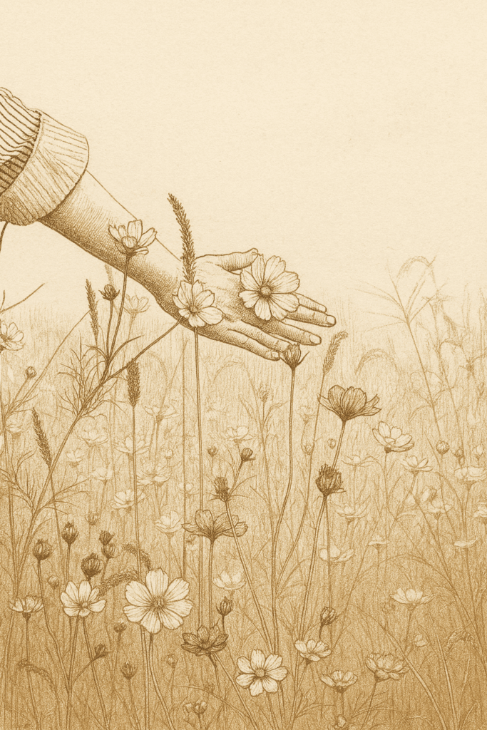 Ilustración de manos con flores